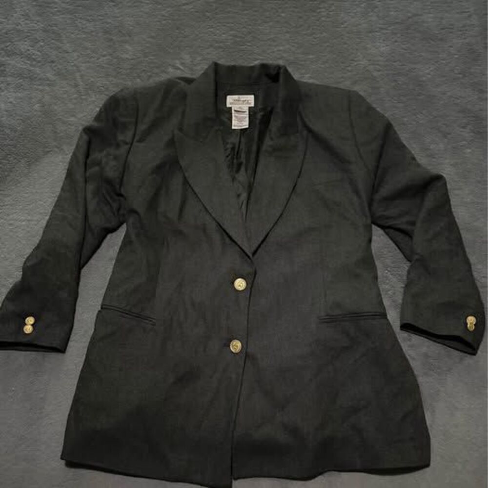 Plus Size Worthington Women’s Formal Gray Blazer With Gold Buttons